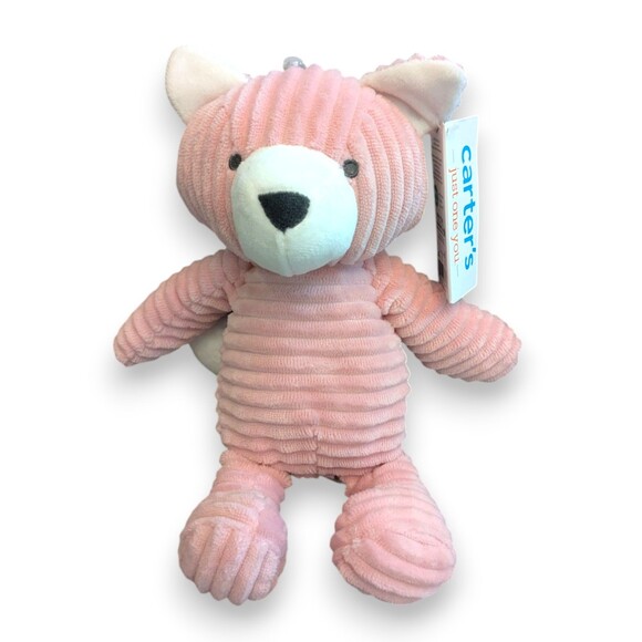Carters Just One You Pink Fox Plush Corduroy Ribbed Baby Lovey Toy - Picture 1 of 5